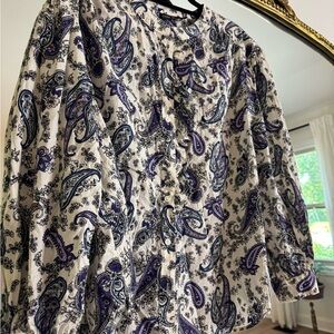 Lane Bryant White and Purple Paisley Top
